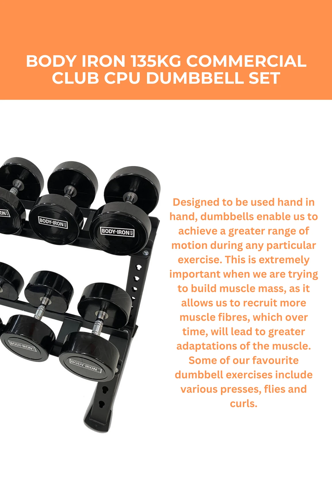 Body Iron 135kg Commercial Club CPU Dumbbell Set 4 Body Iron 135kg Commercial Club CPU Dumbbell Set - Image 2