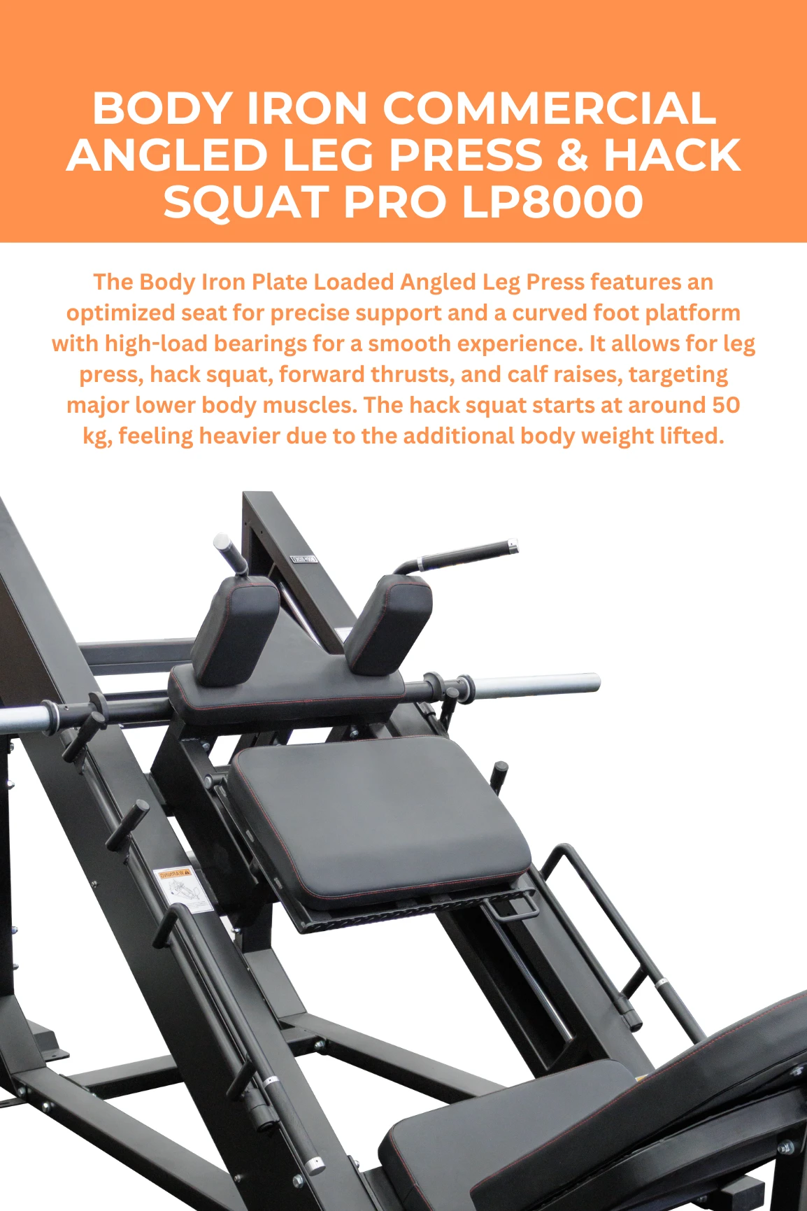 Body Iron Commercial Angled Leg Press & Hack Squat Pro LP8000 4 Body Iron Commercial Angled Leg Press & Hack Squat Pro LP8000 - Image 2