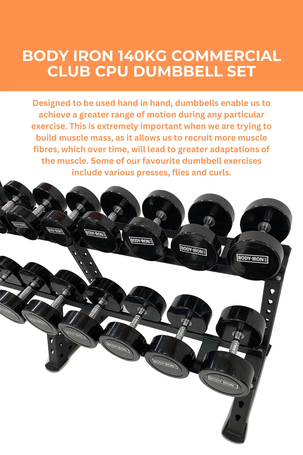 Body Iron 140kg Commercial Club CPU Dumbbell Set 5 Body Iron 140kg Commercial Club CPU Dumbbell Set - Image 3