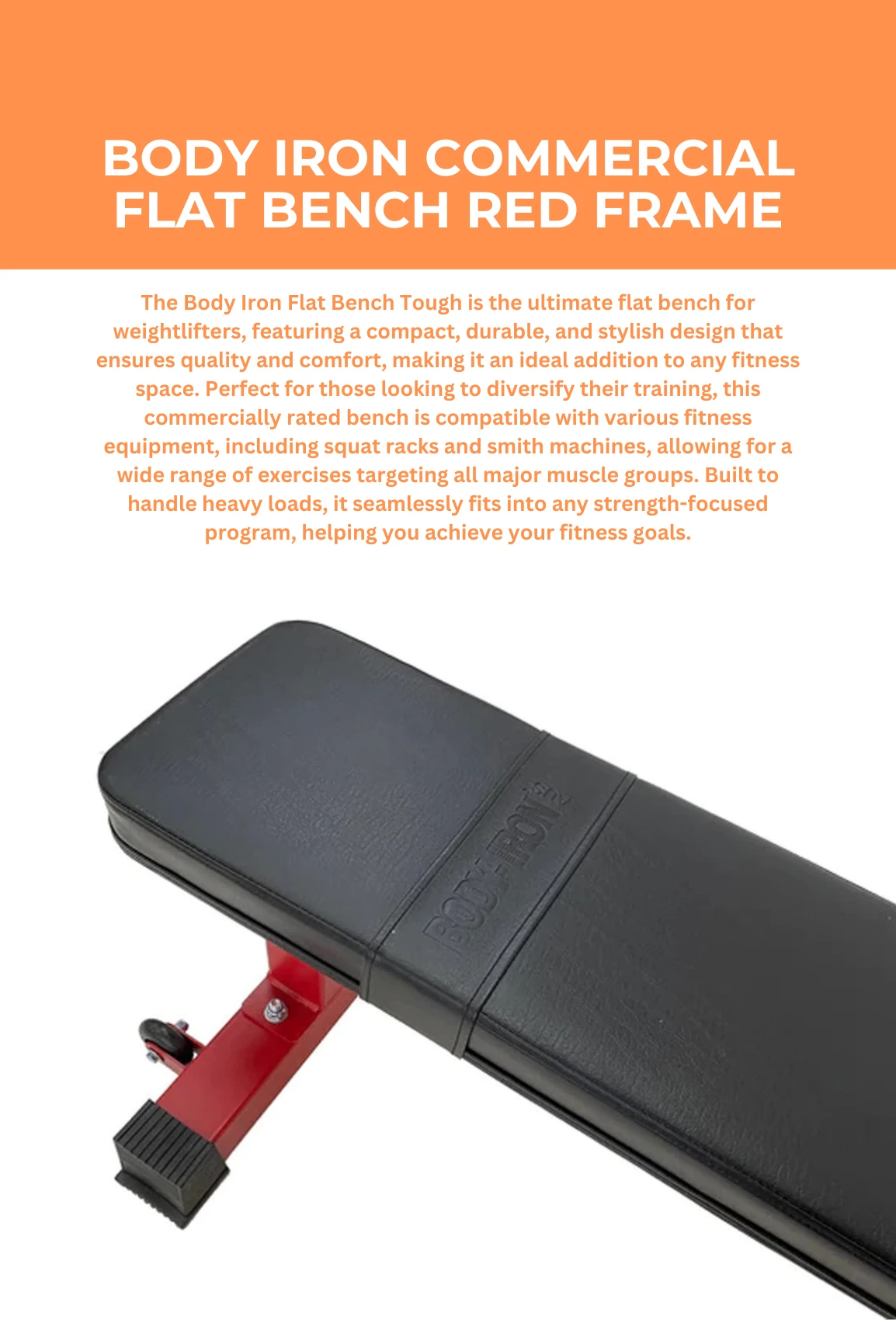Body Iron Commercial Flat Bench Red Frame 4 Body Iron Commercial Flat Bench Red Frame - Image 2