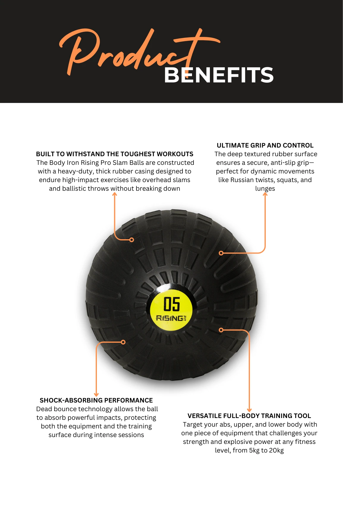 Body Iron Rising Pro Commercial Slam Ball 5kg 7 Body Iron Rising Pro Commercial Slam Ball 5kg - Image 5