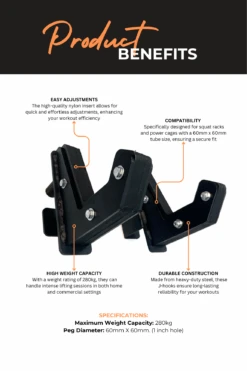 Body Iron Sandwich J-Hook 60mm X 60mm Pair -HARBINGER Shop 3 04fd0435 c3bc 4dd1 9042 ba3118c87cf0