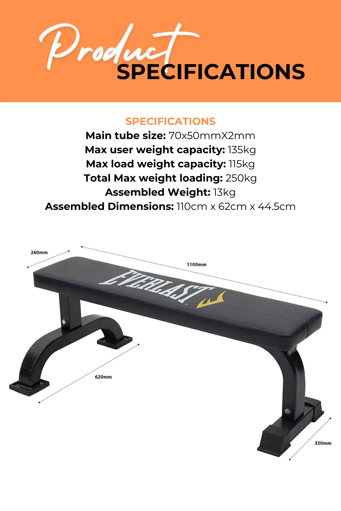 Everlast Utility Flat Bench 6 Everlast Utility Flat Bench - Image 4
