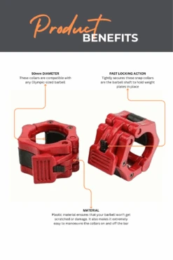 Body Iron Olympic Barbell Snap Locks (Red) -HARBINGER Shop 3 cefc1266 8694 4035 9fae f28a2f69e602