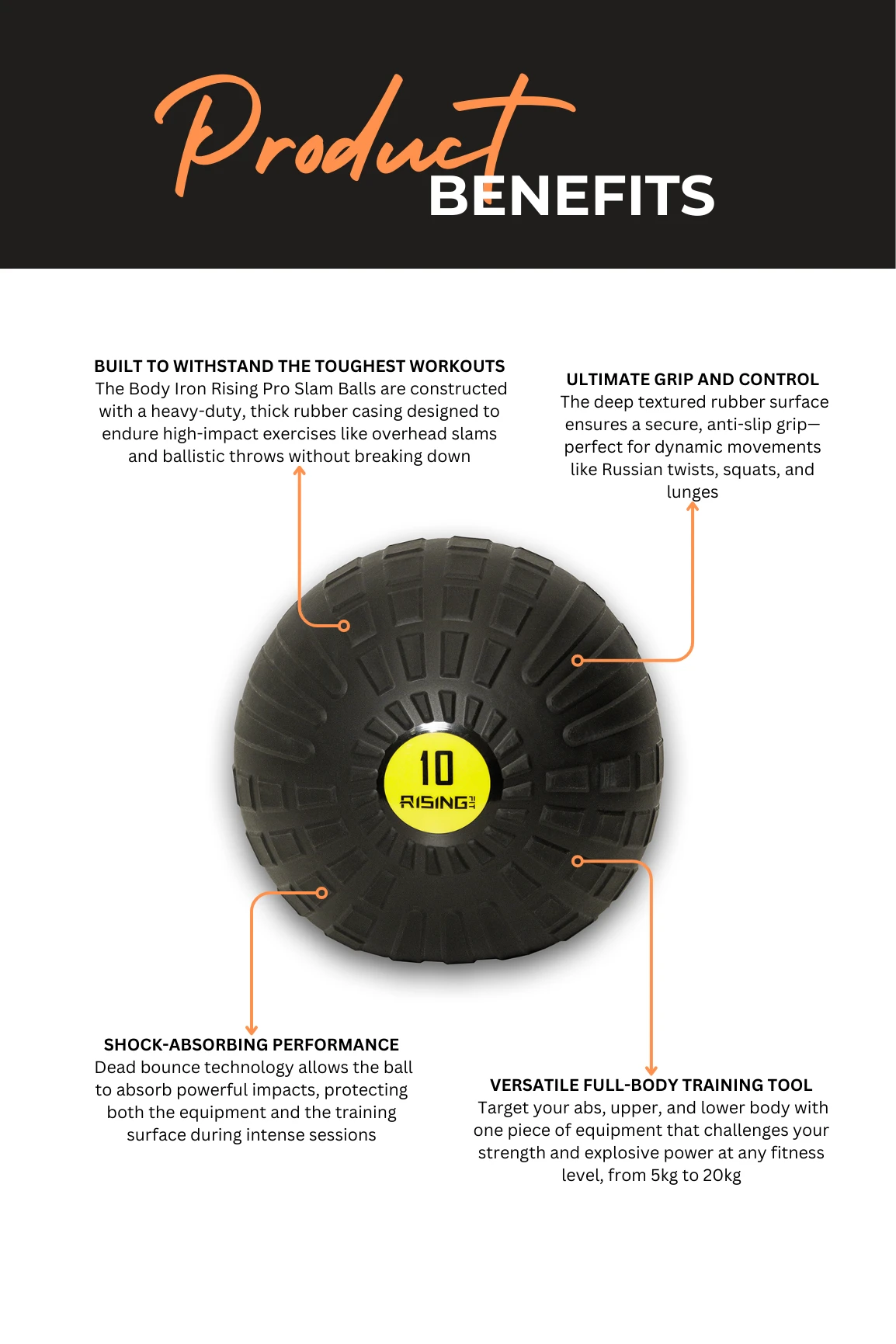 Body Iron Rising Pro Commercial Slam Ball 10kg 7 Body Iron Rising Pro Commercial Slam Ball 10kg - Image 5