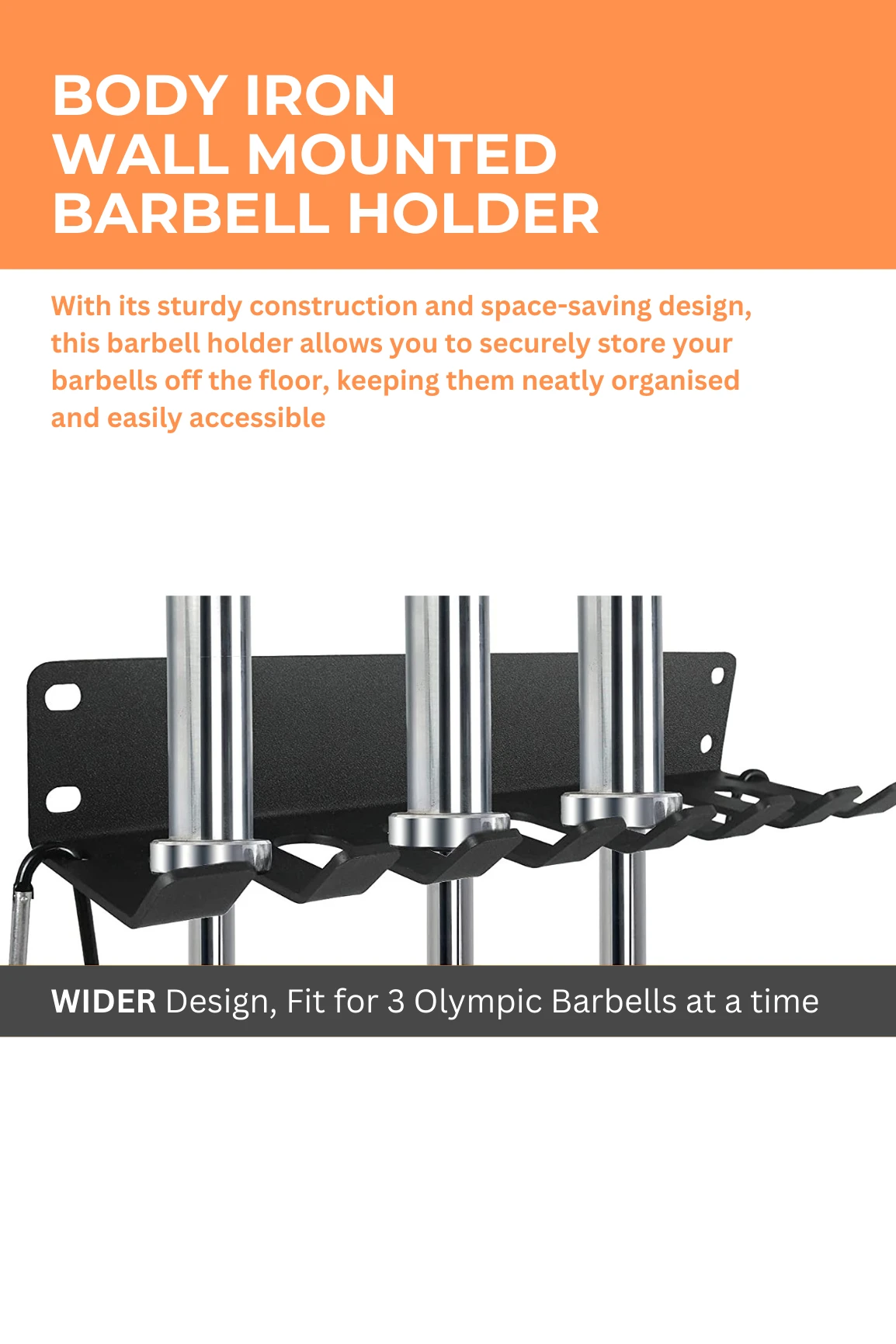 Body Iron Wall Mounted Barbell Holder 9 Body Iron Wall Mounted Barbell Holder - Image 7