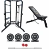 Body Iron Power Cage System MC350 Elite Set + 120kg Olympic Barbell & Bumper Plate Set